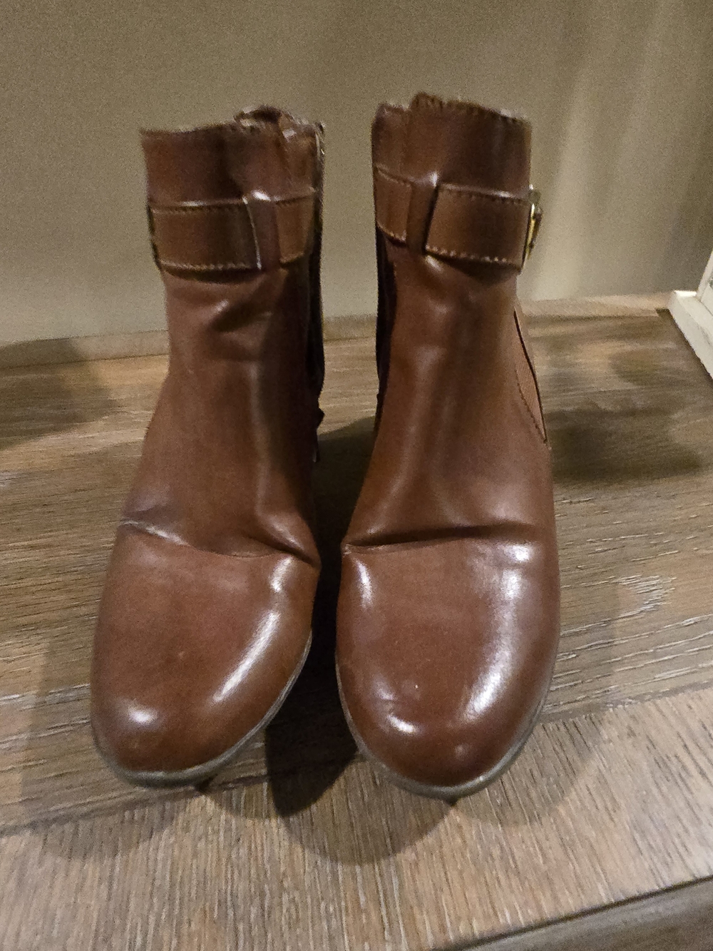 Etienne Aigner Cognac Leather Mid-Calf Boots